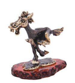Народные промыслы AM-4159 Фигурка «Лошадь Галоп» (латунь, янтарь)