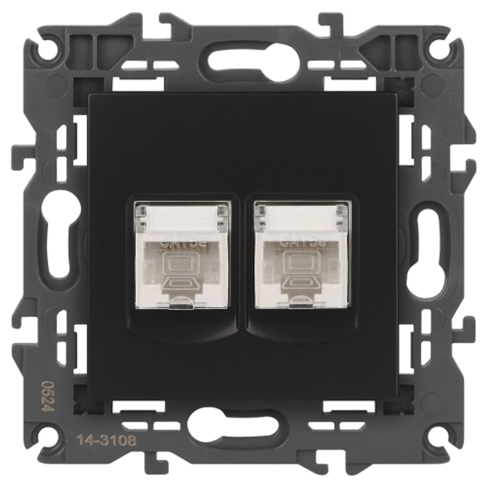 14-3108-05 ЭРА Розетка 2хRJ45, IP20, антрацит