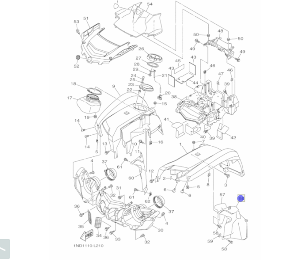 Кожух нижний Yamaha 1HP-F1552-00-00