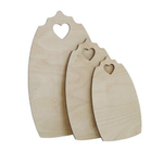 Набор досок фанерных 3шт. 6 мм, сердце, 22,5х13,5х0,5 см 27х16х0,5 см 33,5х20х0,5 см