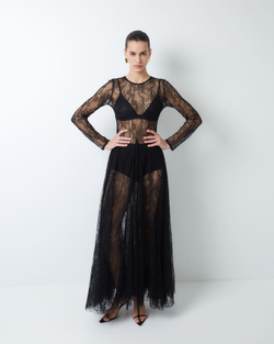 Платье макси из тонкого кружева черный