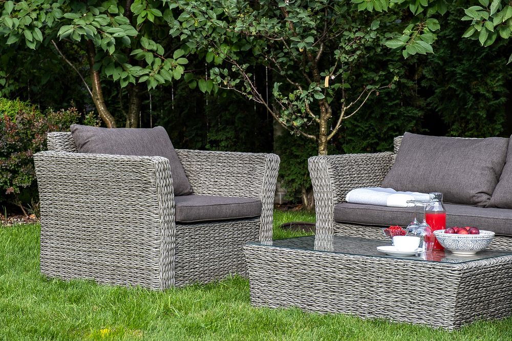 "Капучино Сингл" лаунж-зона из искусственного ротанга (гиацинт), цвет серый