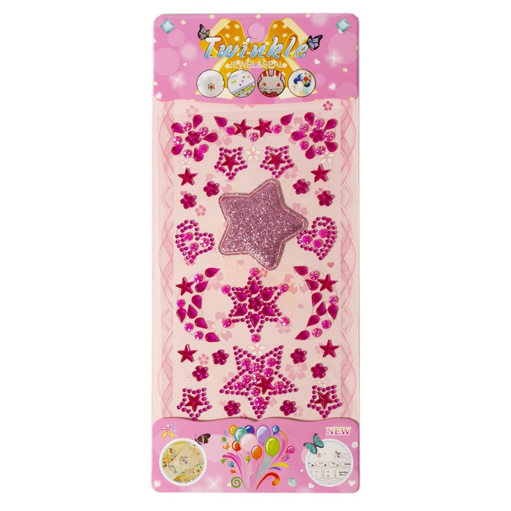 Наклейки-стразы Alingar, акриловые, "Звездное небо", красный, розовый, фиолетовый, пакет с европодвесом