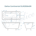 Ванна чугунная Delice Continental 120х70 с отверстиями под ручки DLR230640R