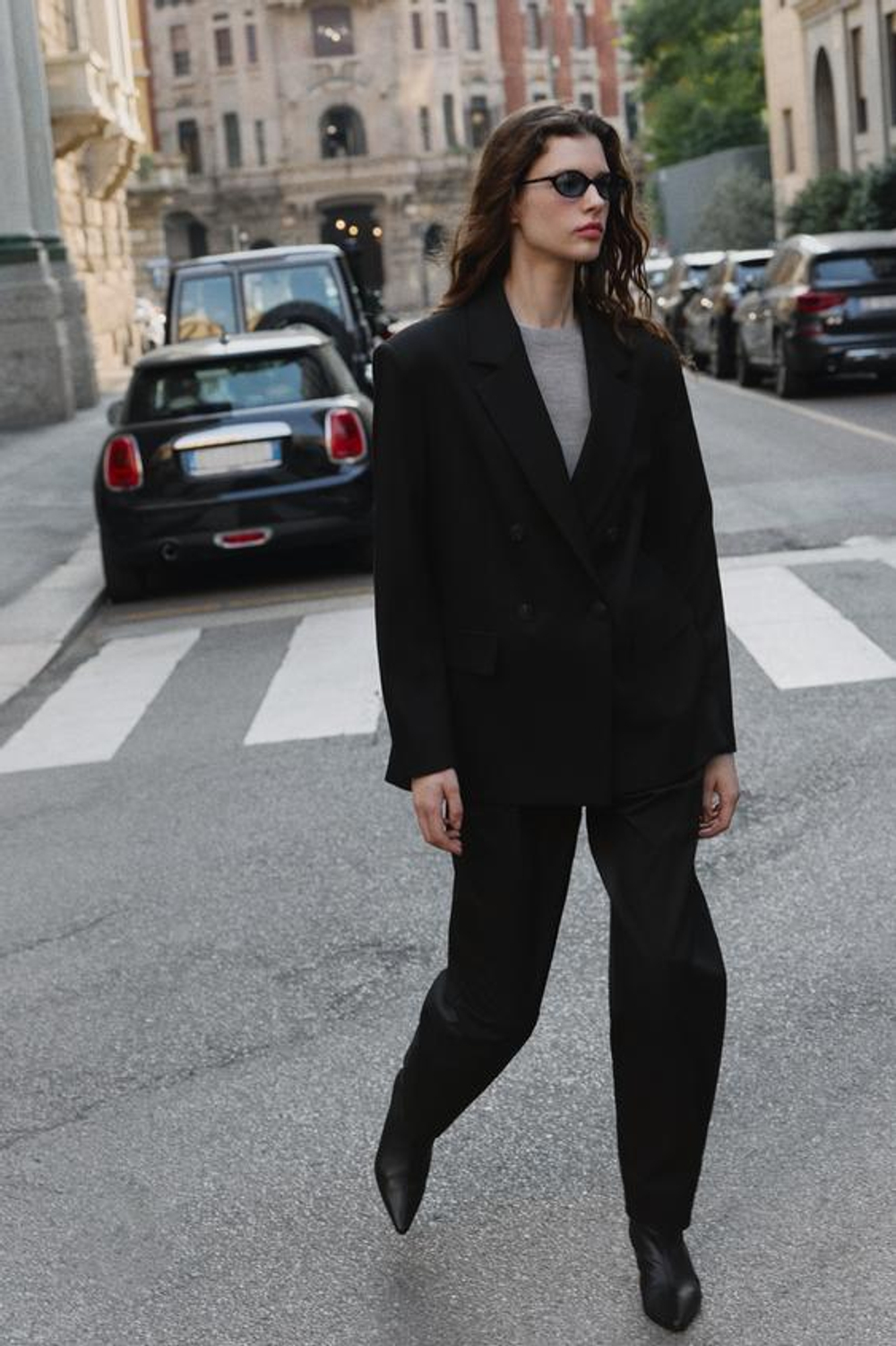 ZARA ПРЯМЫЕ БРЮКИ С РЕМНЕМ, ЧЕРНЫЙ