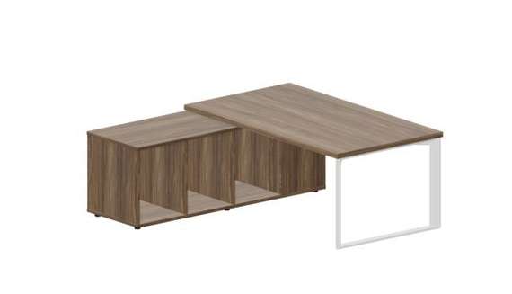 Стол Fortum на опорной сервисной тумбе (левый) 180(+0/15/30)х180х74см