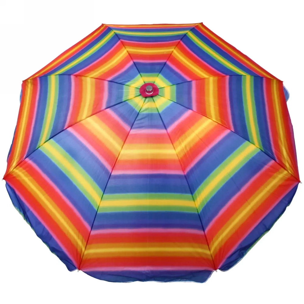 Зонт пляжный D=240см, h-220см «Радуга» с механизмом наклона ДоброСад