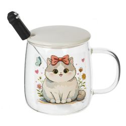 GAEM Кружка с крышкой и ложкой, 430 мл, L12 W9 H12,5 см