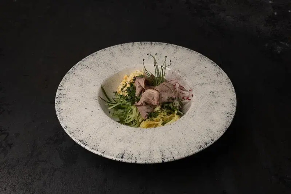 Окрошка с утиной грудкой собственного копчения