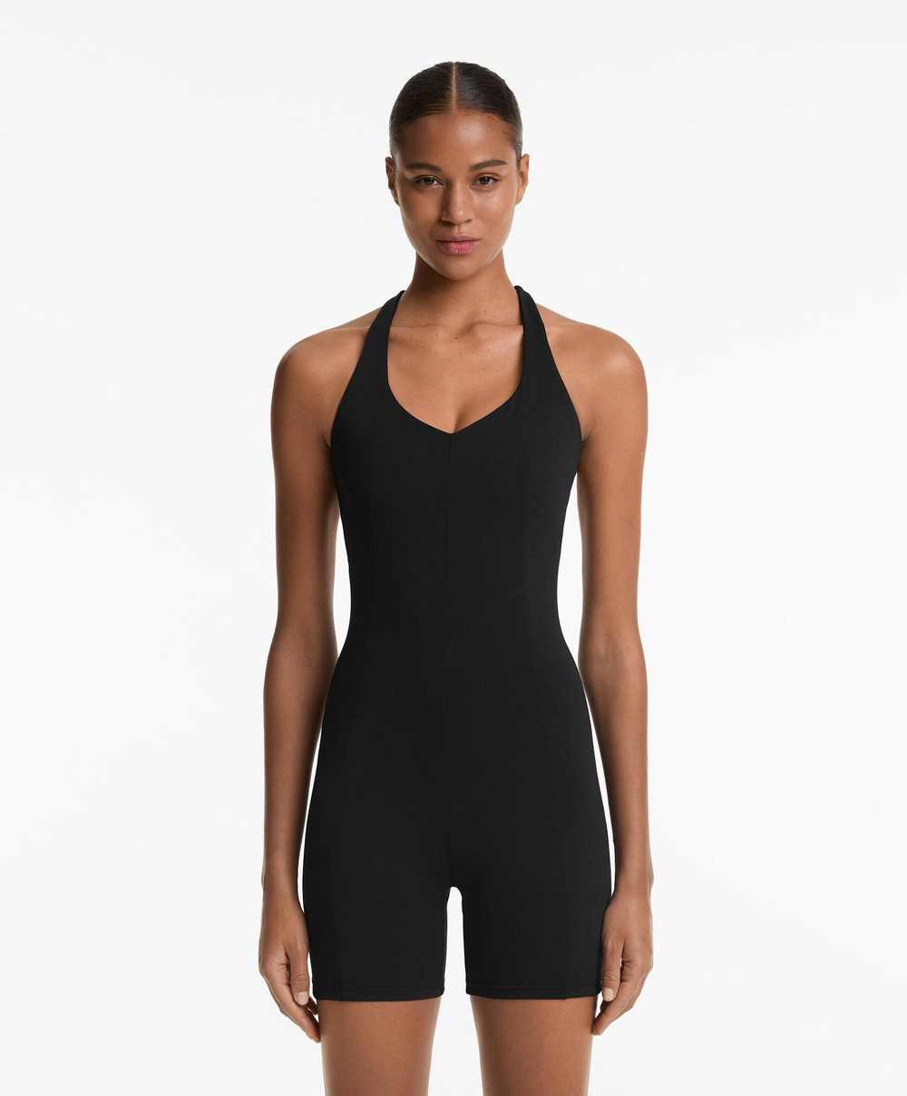 Oysho Короткий комбинезон Comfortlux, черный