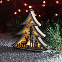 Светильник ЭРА ENGDS-17 новогодний светодиодный Ёлочка подвесной 14 см 3*ААА | Фигуры