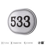 Номерок на дверь квартиры 533, для кабинета, офиса, шильдик 9 х 7 см, серебристый, Айдентика Технолоджи