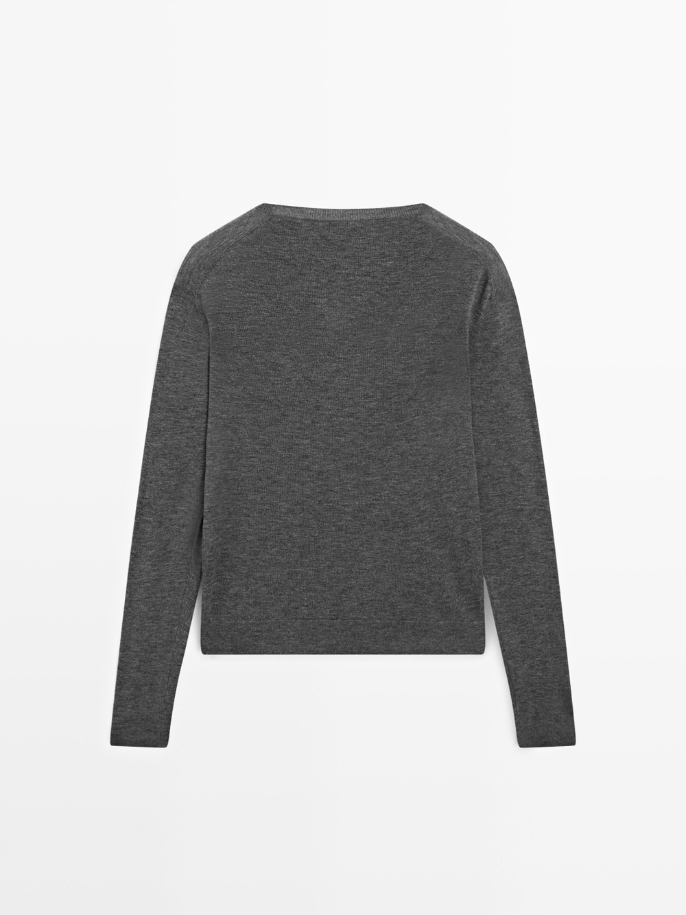 Massimo Dutti Вязаный свитер из смеси шелка и шерсти, серый