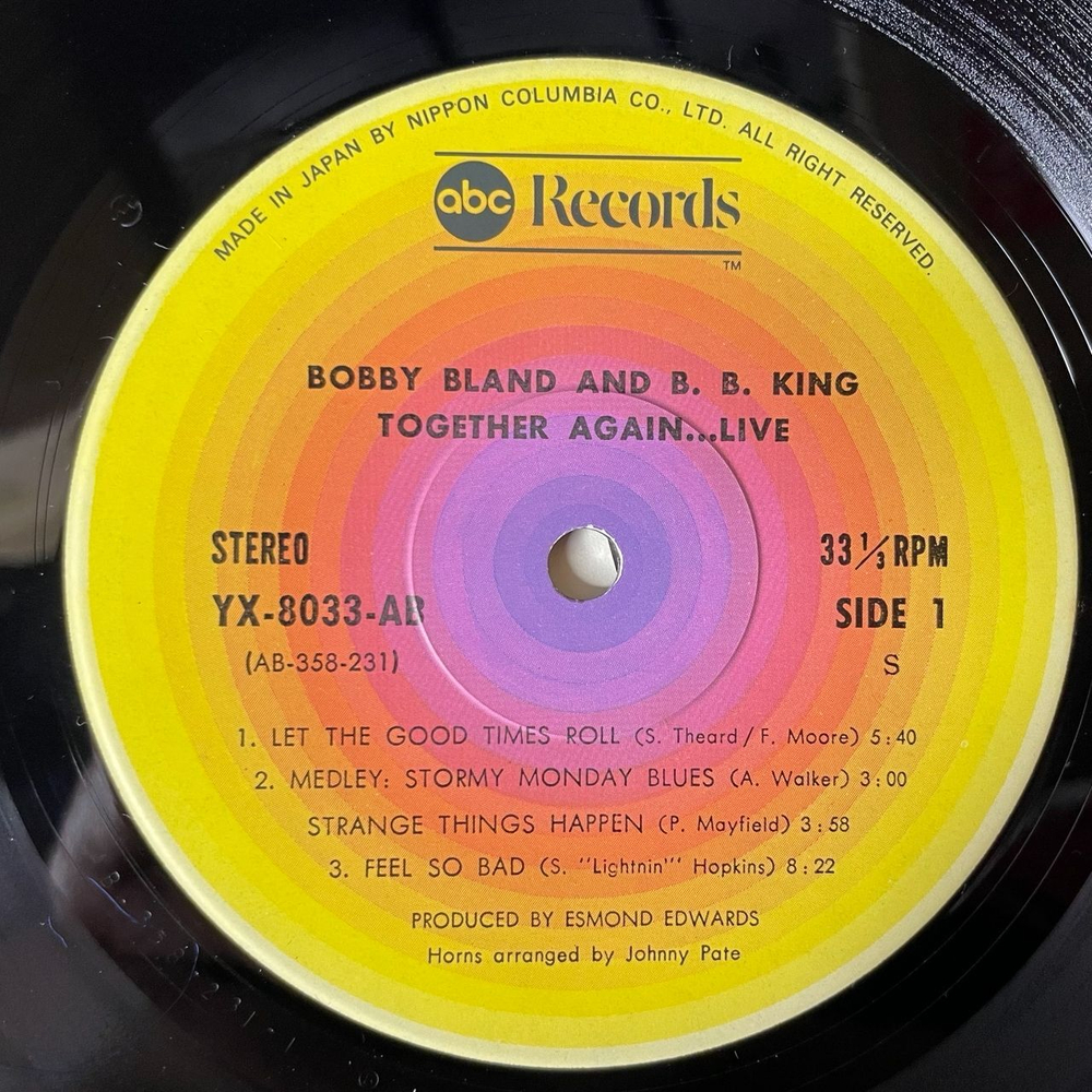 Винтажная виниловая пластинка LP Bobby Bland and B.B. King Together Again Live (Japan 1976) (Obi) Let The Good Times Roll