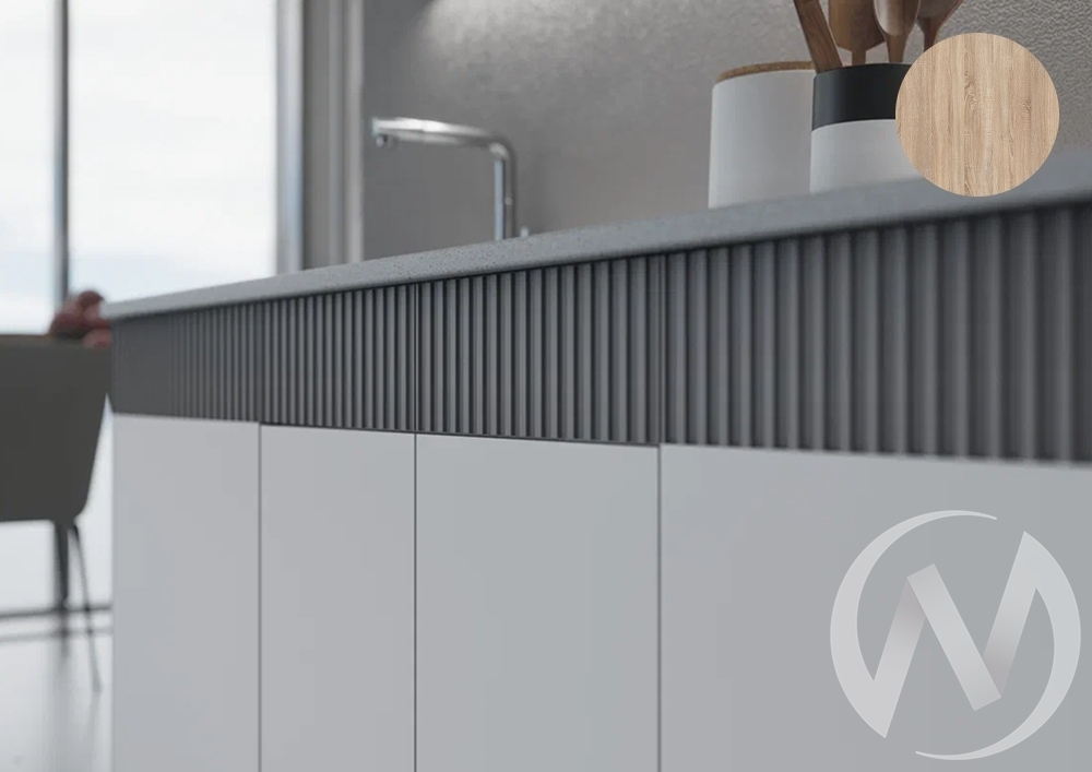 Кухня Оливия NEW 2;0м (белый/белый снег софт; графит софт NEW/сонома)