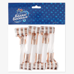 Карнавальные язычки гудки, Полосы, Белый/Розовое золото, Металлик, 6 см, 6 шт.