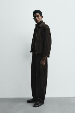 ZARA БРЮКИ ИЗ РЕЛЬЕФНОГО ВЕЛЬВЕТА, КОРИЧНЕВЫЙ