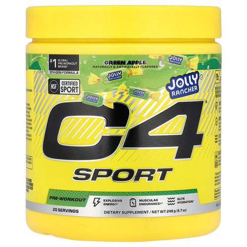 C4 / Cellucor, C4® Sport, предтренировочный комплекс, со вкусом зеленого яблока, 248 г (8,7 унции)