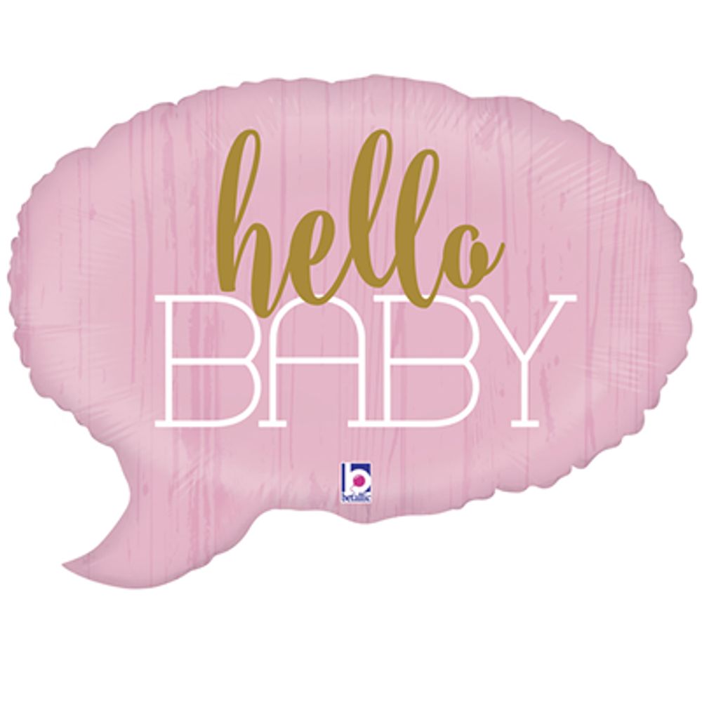Б Фигура, Hello Baby (Привет малышка), Спич Бабл Розовый, 24&quot;/61 см, 1 шт.