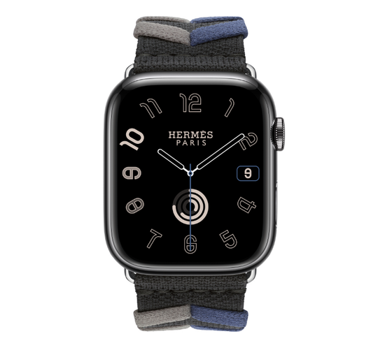 Apple Watch Hermès 45mm Space Black Stainless Steel Case with Noir Bridon Single Tour