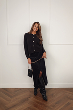 Юбка из вельвета с разрезом спереди