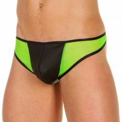 Трусы мужские танга CosmosColors черный с зеленым LB10BG