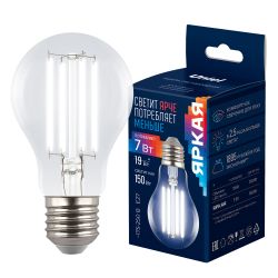 LED-A60-7W-4000K-E27-CL GLY01TR Лампа светодиодная. Форма A. прозрачная. Серия Яркая A++. Белый свет 4000K. Картон. ТМ Uniel