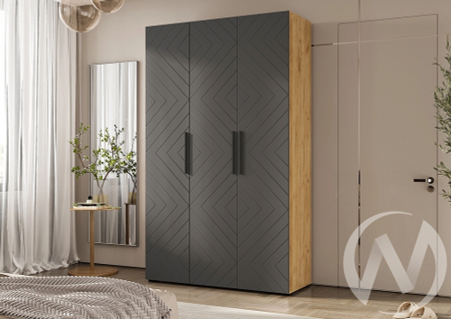Шкаф 3-х ств (1350) Спальня Флэш (дуб крафт/браш графит)