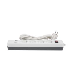 S-GSR4-3 U2C1 WHITE-GREY Сетевой фильтр серии Standard. шнур 3м Пвс 3х0.75. 4 гнезда. с-з. 2USB+1TYPE C. 10A. 2500Вт. Белый-серый. TM Uniel