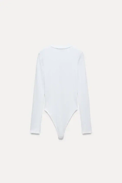 ZARA БОДИ ИЗ ХЛОПКА И МОДАЛА, БЕЛЫЙ