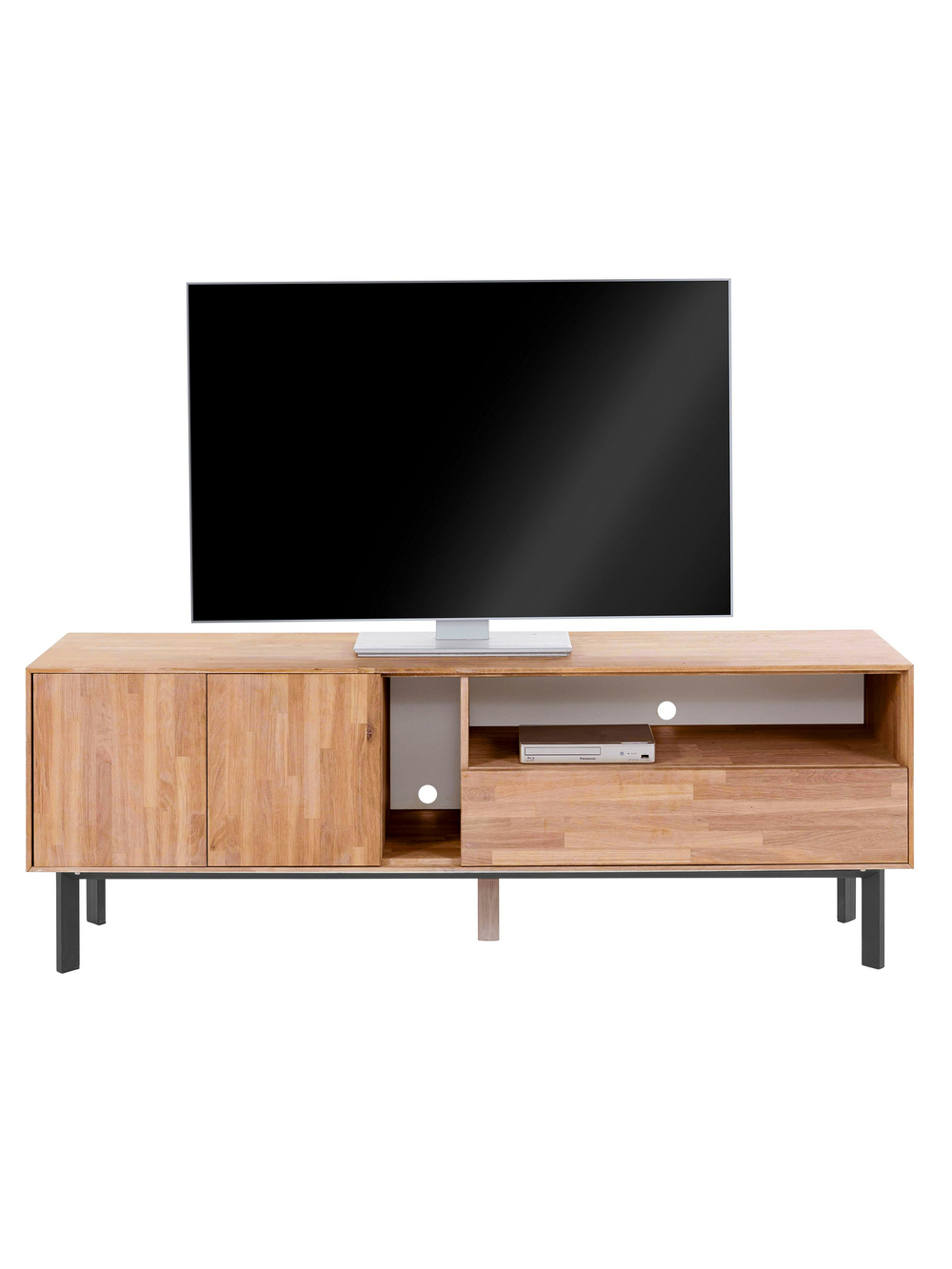 Дизайнерская тумба под телевизор 158 см Виби из массива дуба на металлических ножках, в стиле лофт