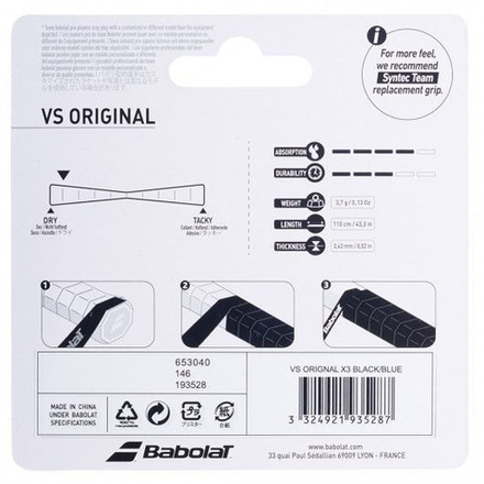 Аксессуары для тенниса Намотка овергрип BABOLAT VS ORIGINAL DRY AND THIN .