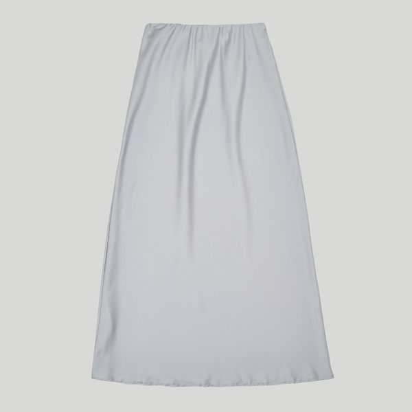 Silk Long Skirt Silver
