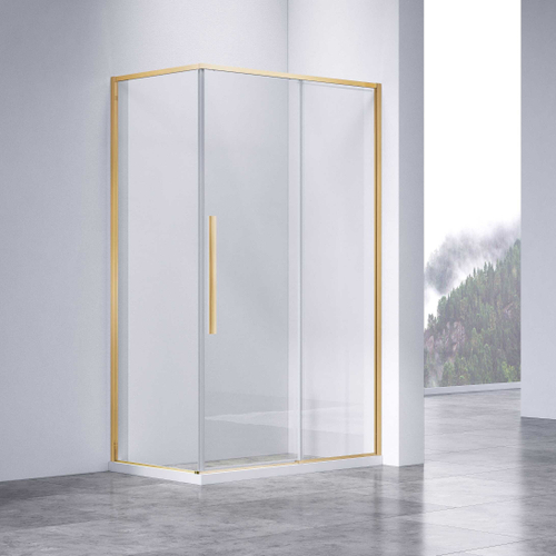 Душевой уголок Slim-N VSR-4SN8011CLG, 1100*800, брашированное золото, стекло прозрачное