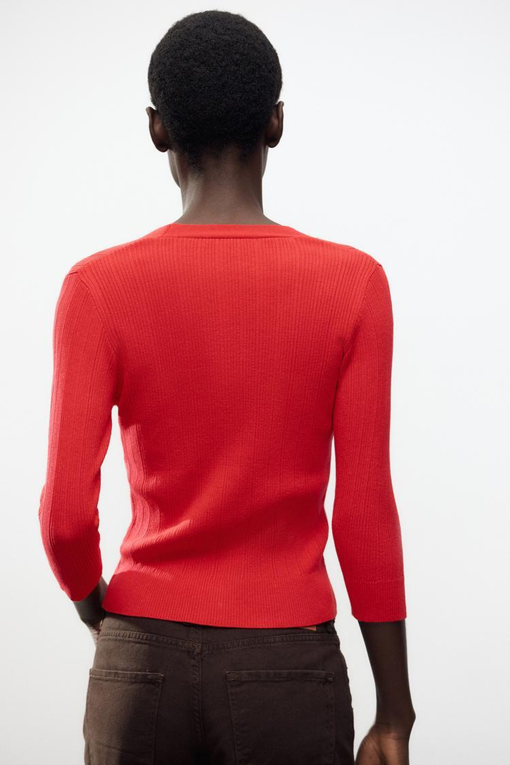 ZARA КАРДИГАН В РУБЧИК, КРАСНЫЙ