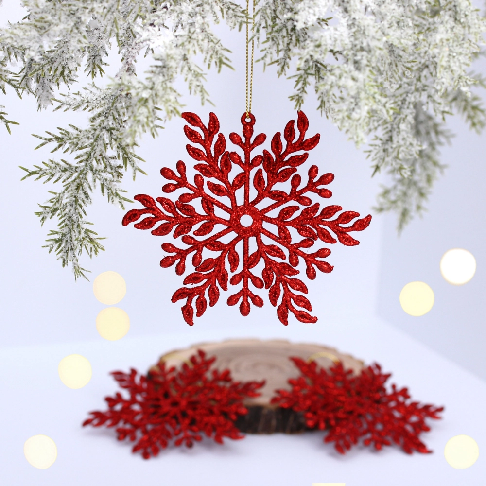 Подвеска «Волшебная снежинка» 11,5 см (набор 3 шт), Красный