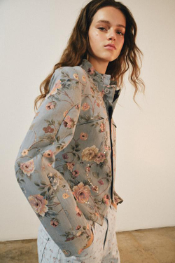 ZARA ЖАККАРДОВЫЙ БЛЕЙЗЕР — ZW COLLECTION, ГОЛУБОЙ МЕЛАНЖ