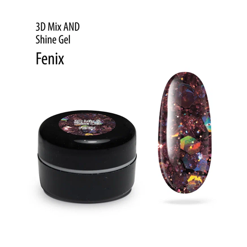 3D Mix&Shine Gel PNB 05 Fenix/Гель для дизайна с блестками и поталью PNB 05 Феникс