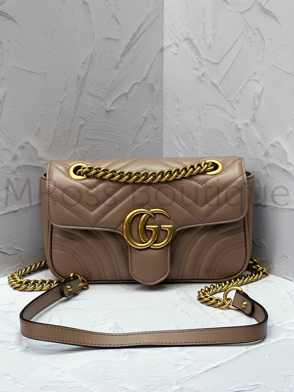 Сумка Gucci GG Marmont (Гуччи) цвета капучино