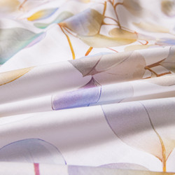 Комплект постельного белья на резинке Сатин Премиум «Акварельные листья»