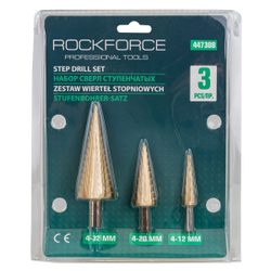 Набор сверл ступенчатых(4-12,4-20,4-32мм),в блистере RockForce##Rock FORCE RF-44730B