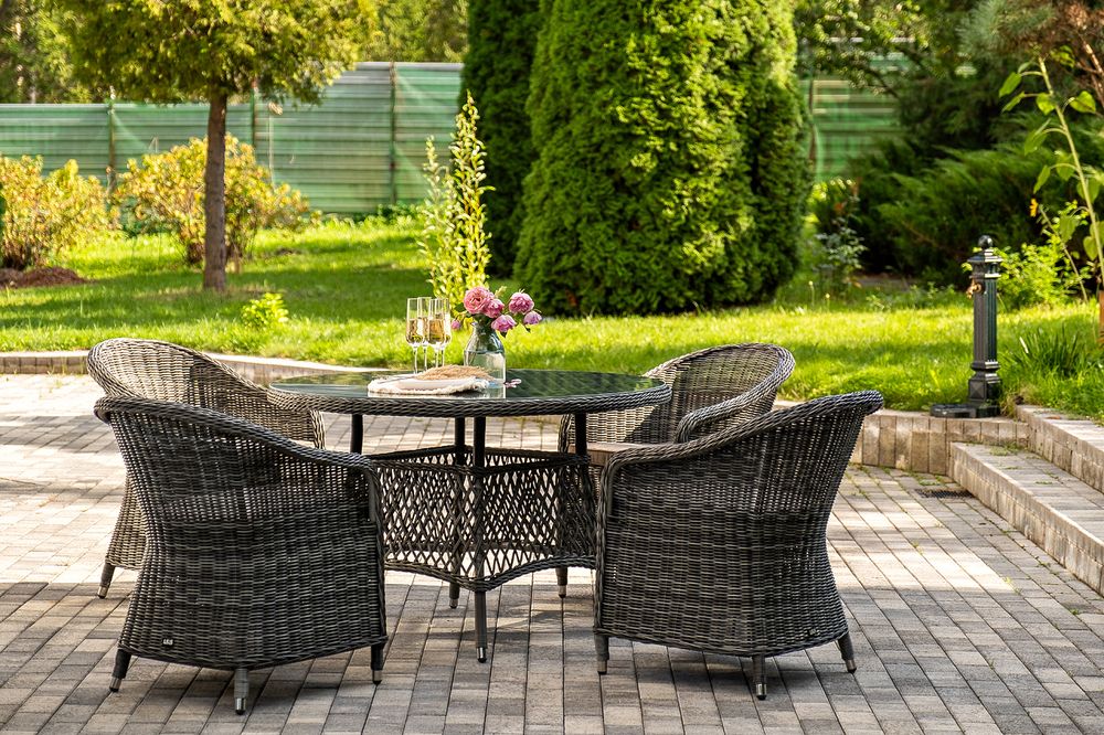 "Равенна" обеденная группа плетеная, цвет графит