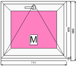Пластиковое окно 650 х 750 фрамуга (форточка) ТермА Эко + Москитная сетка