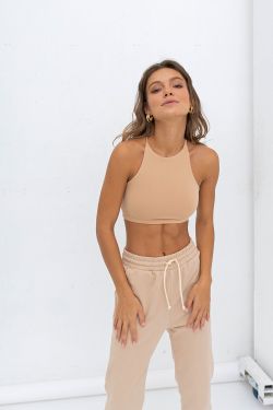 Топ с завязками сзади бежевого цвета