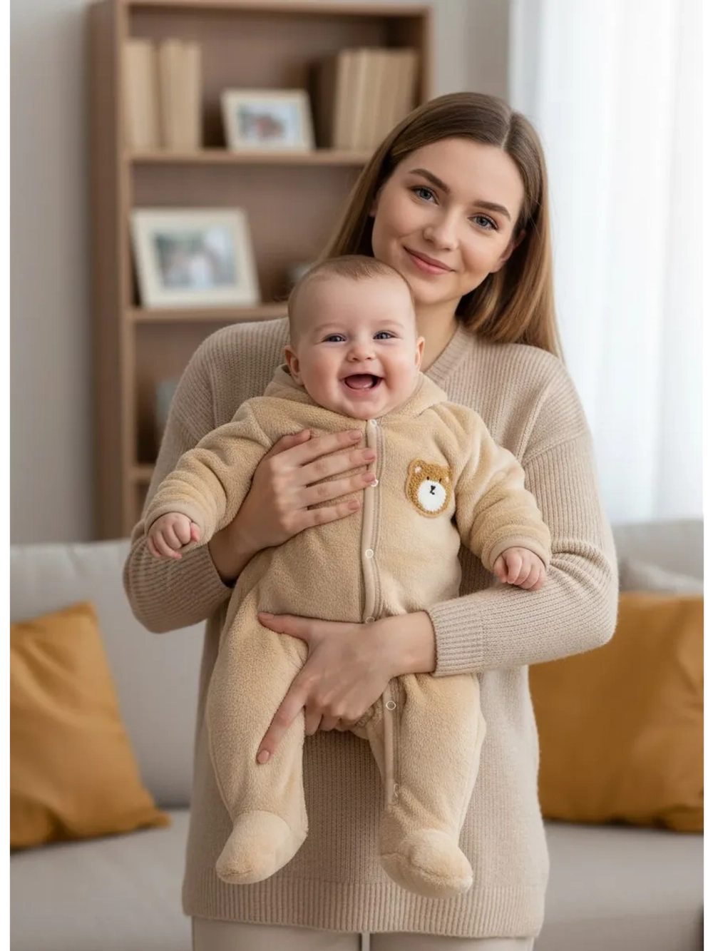 Теплый комбинезон для новорожденных плюшевый