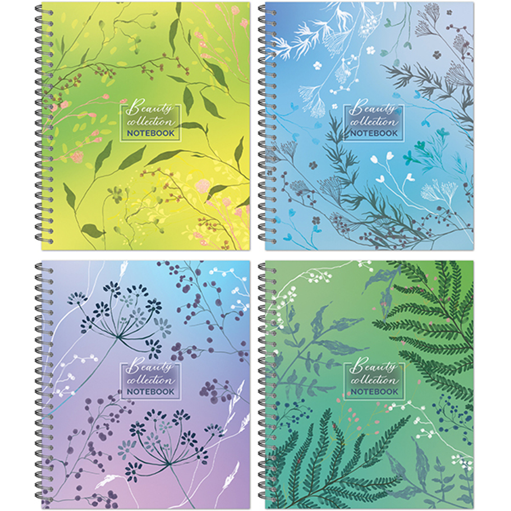 НОВИНКА! Тетрадь общая 96 листов на металлическом гребне "Нежные паттерны"