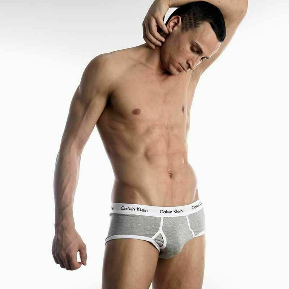 Мужские трусы брифы Calvin Klein 365 Grey White Brief