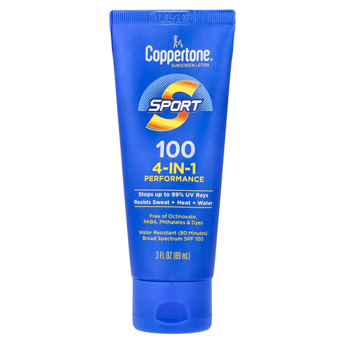 Coppertone, Sport, солнцезащитный лосьон, эффективность 4-в-1, SPF 100, 89 мл (3 жидк. унц.)