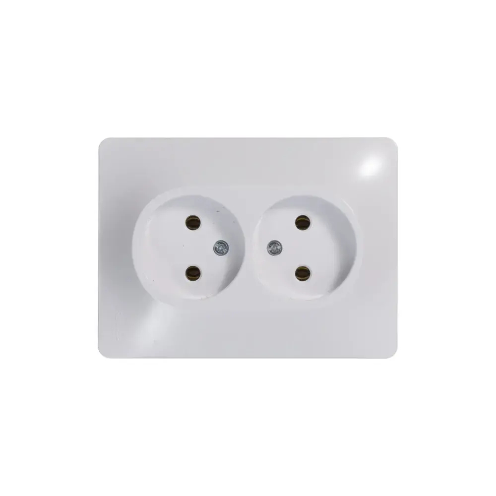GLOSSA РОЗЕТКА двойная без заземления, 16А, в сборе, БЕЛЫЙ