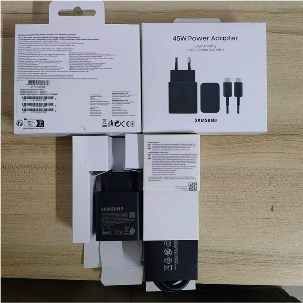 Samsung Original Power Adapter 45W Low Standby +Cable USB-C to USB-C (5A/1.8m)(EP-T4511)